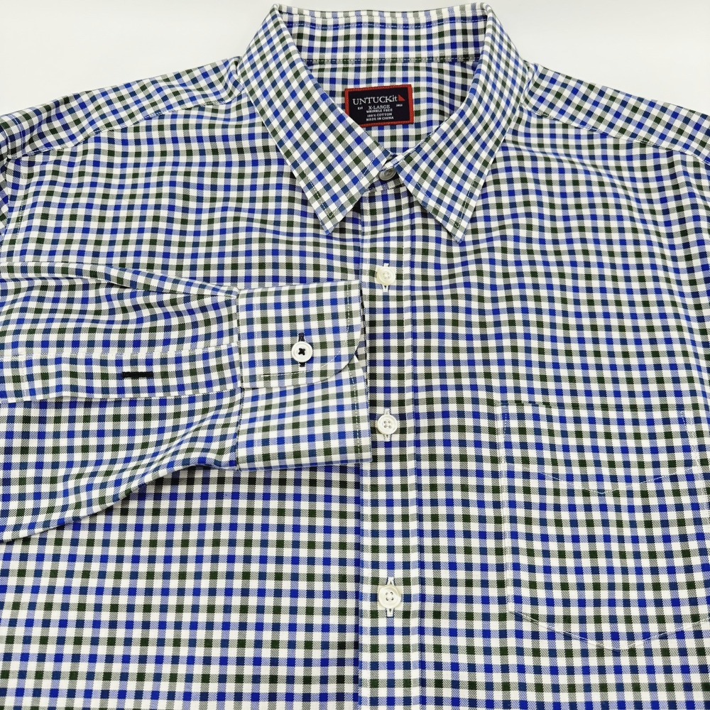 UNTUCKit Pio Cesare Wrinkle Free Button Up Mens X Large Pocket Long Sleeve Check
